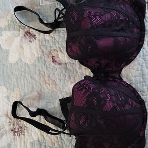 Adore me bra, size 38DD, purple with lace overlay